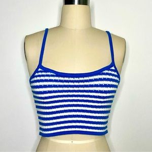 NWT! Knit Blue & White Striped Crop Top